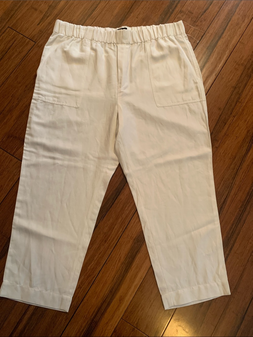 Banana Republic Cream Cropped Elastic-Waist Pants
